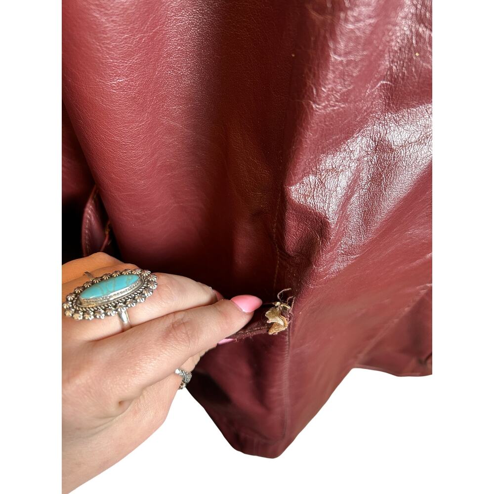 Vintage Etienne Aigner Burgundy Oxblood Leather Blazer Size 14 - Picture 5 of 11